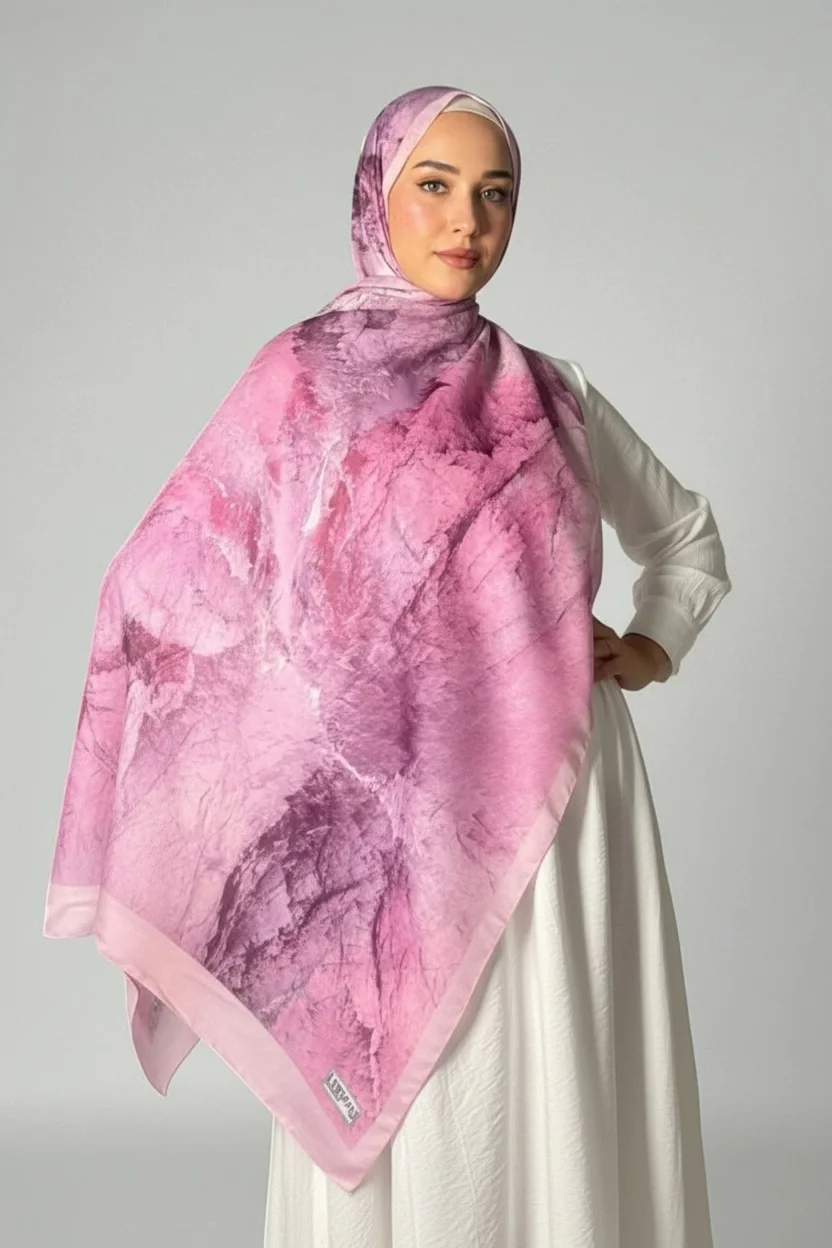 Çınar Model Retro Desen Şal - Pembe