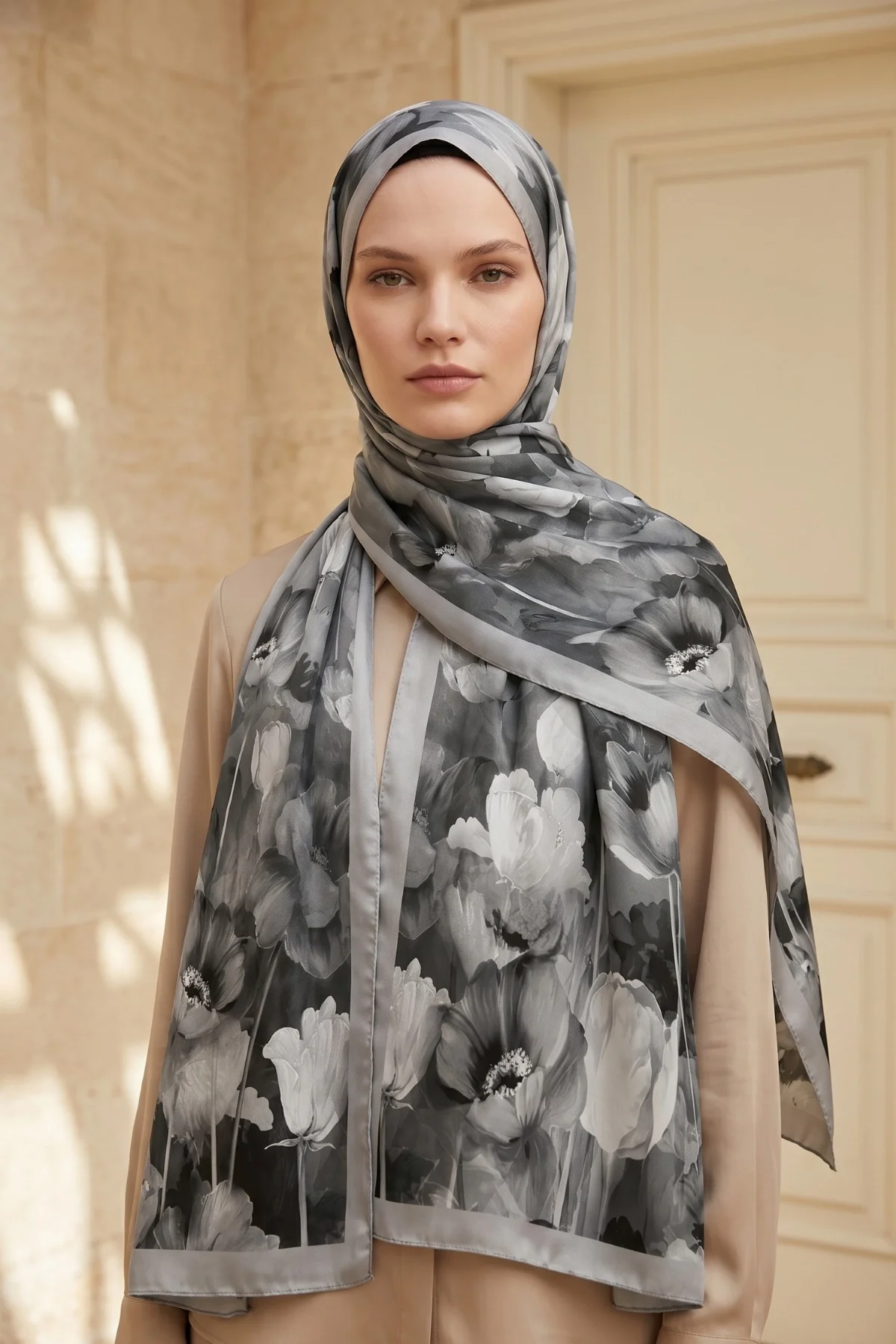 Spring Model Retro Desen Şal Lale - 12