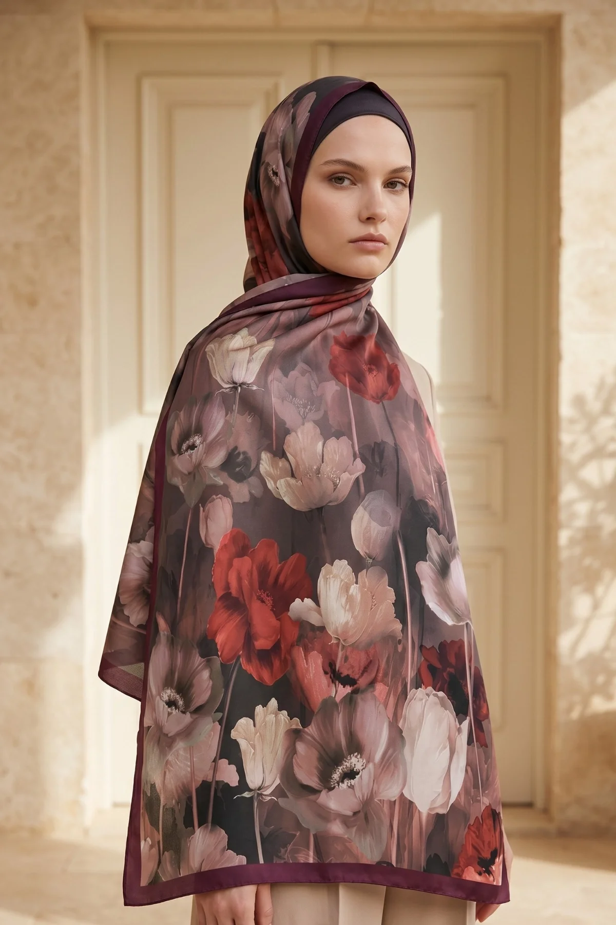 Spring Model Retro Desen Şal Lale - 20