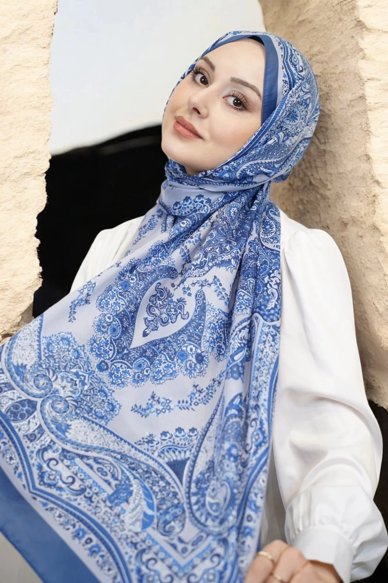 Ürgüp Model Retro Şal - Açık Mavi